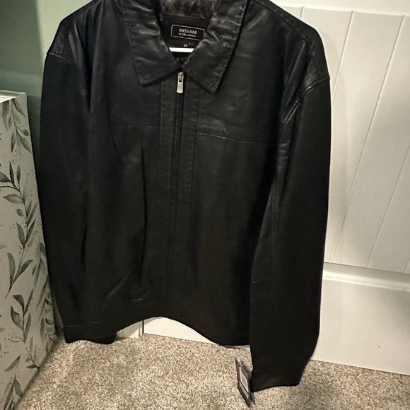 NEW Men's Black Leather Jacket - Picture 1 of 3